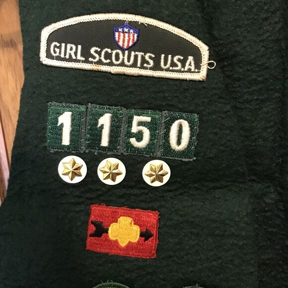 Vintage Green Felt Girl Scout Vest with Patches Badges & Pins Los Angeles 1150 - Picture 4 of 8